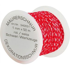 Schwan Maurerschnur 340051, rot/weiß, Ø 1mm, geflochtenes Polypropylen, 50 m