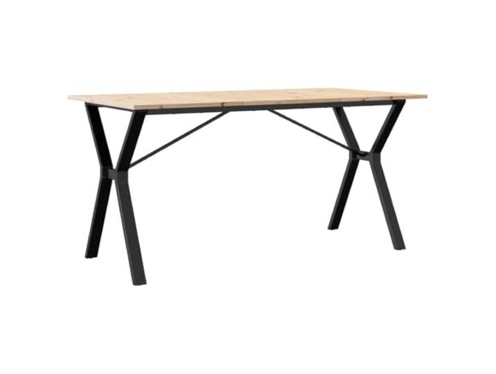 HKQWPBF Esstisch Y-Gestell 160x80x75 cm Massivholz Kiefer und Stahl Y-förmiges Stahlgestell, robuste Tischplatte, massive Kiefer, gerade Maserung, rustikale Aststellen, 160x80x75 cm, Esszimmer