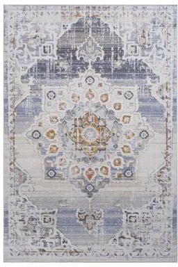 Klair Living PAYAS Collection Cream / Gold / Medallion Non-Shedding Area Rug