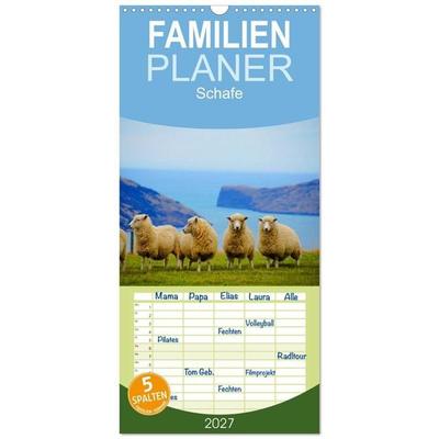 Familienplaner 2027 - Schafe mit 5 Spalten (Wandkalender, 21 x 45 cm) CALVENDO