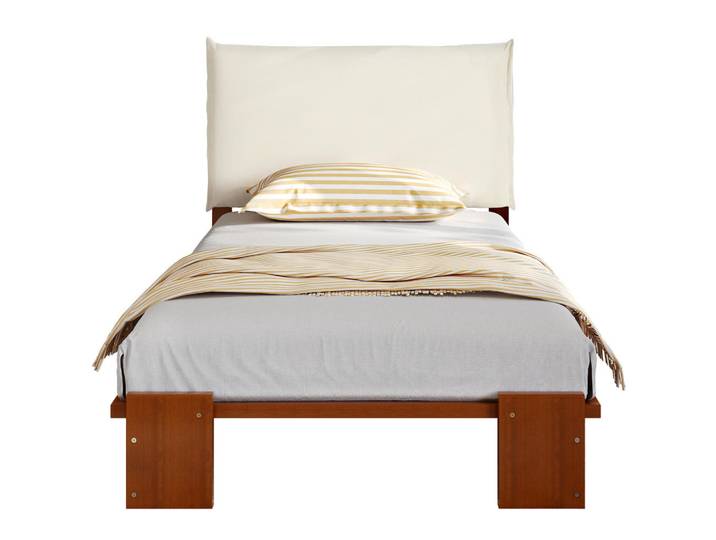 Wishdor Polsterbett 90/200 cm in Dunkelbraun Stoff, Braun, Metall, Rechteckig, 90x200 cm, Schlafzimmer, Betten