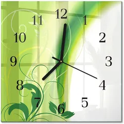 WANDUHR aus Glas 30x30 cm - Blumenmuster