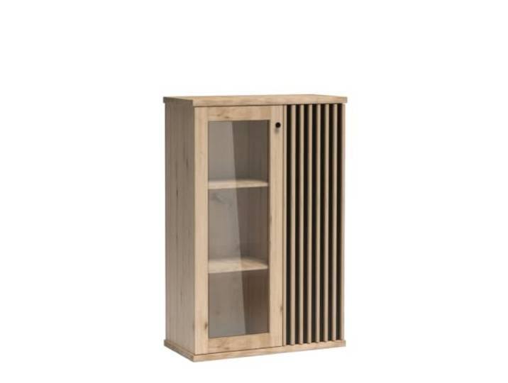 Komodee Vitrine NAKUSP - Eiche - Lamellen - 87 x 132 x 41 cm