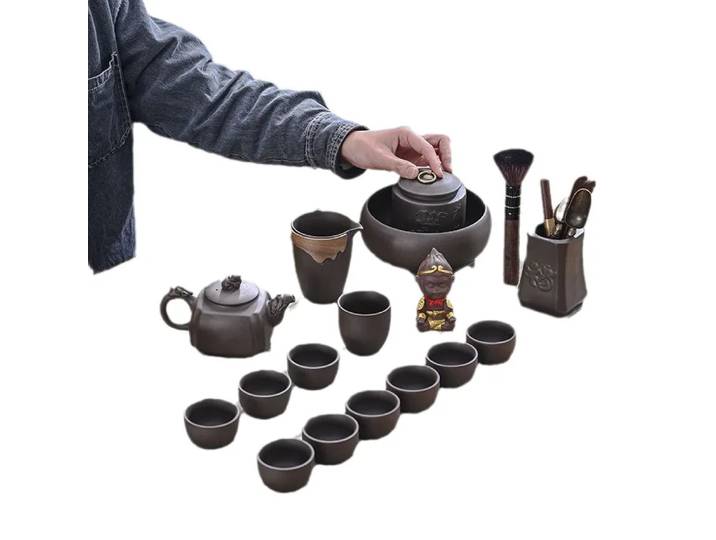 Service à thé de sable violet fait à la main, ensemble à thé Kung Fu domestique, couvercle de théière, bol cadeau, tasse à thé, boîte cadeau complète