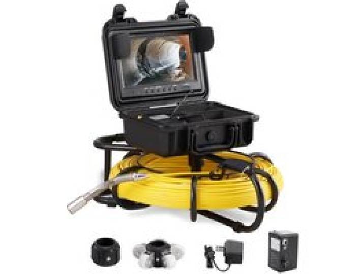 VEVOR Caméra Inspection Canalisation 91,5 m Caméra Endoscopique Drain écran 22,9 cm avec Enregistreur Dvr étanche IP68 12 Led Réglables Carte Sd 16 Go