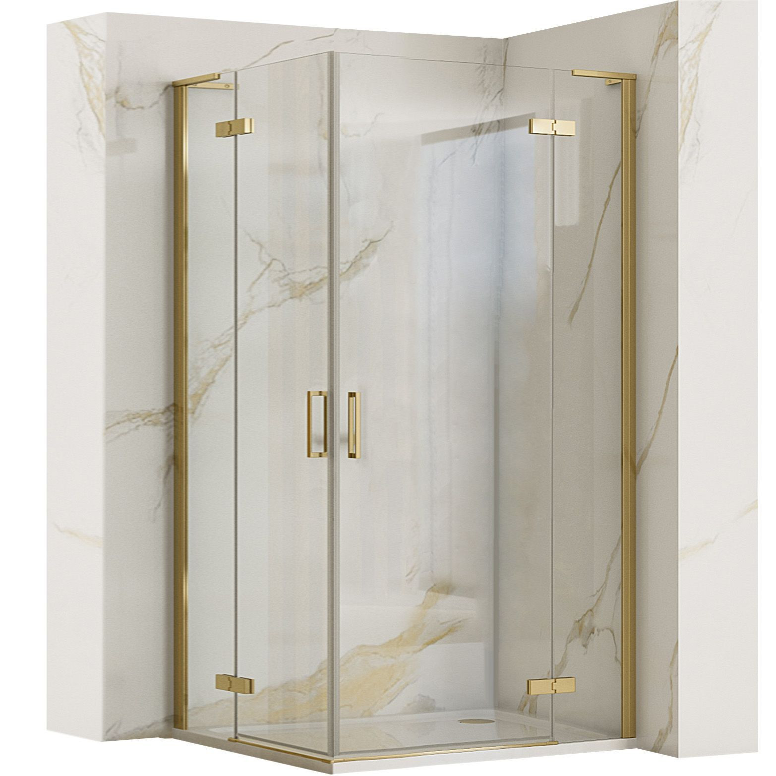 Rea douchecabine Hugo, 90 x 100 cm, geborsteld goud