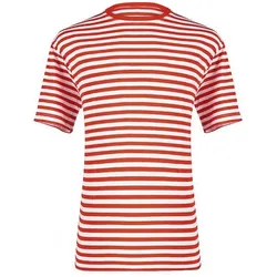 Thetru Herren Ringelshirt kurzarm rot-weiss – alltagstauglich (3XL)