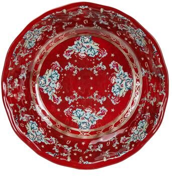 Paseo Road by HiEnd Accents Tasha Polizzi for Paseo Road Patchwork Bandana 1 Piece Red Floral Melamine Western Serving Bowl