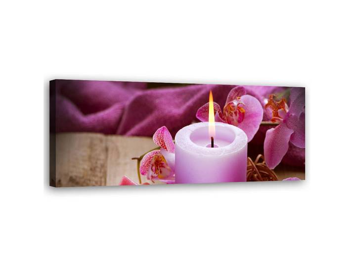 Feeby Wandbild zen spa kerze, Lila, Orientalisch, Rechteckig, 90x30 cm, Bilder & Rahmen, Bilder, Leinwandbilder