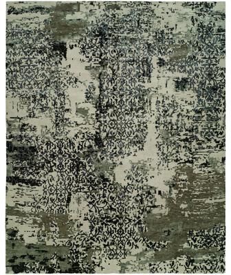 KALATY Modern Blue Hand-Knotted Wool & Viscose Area Rug