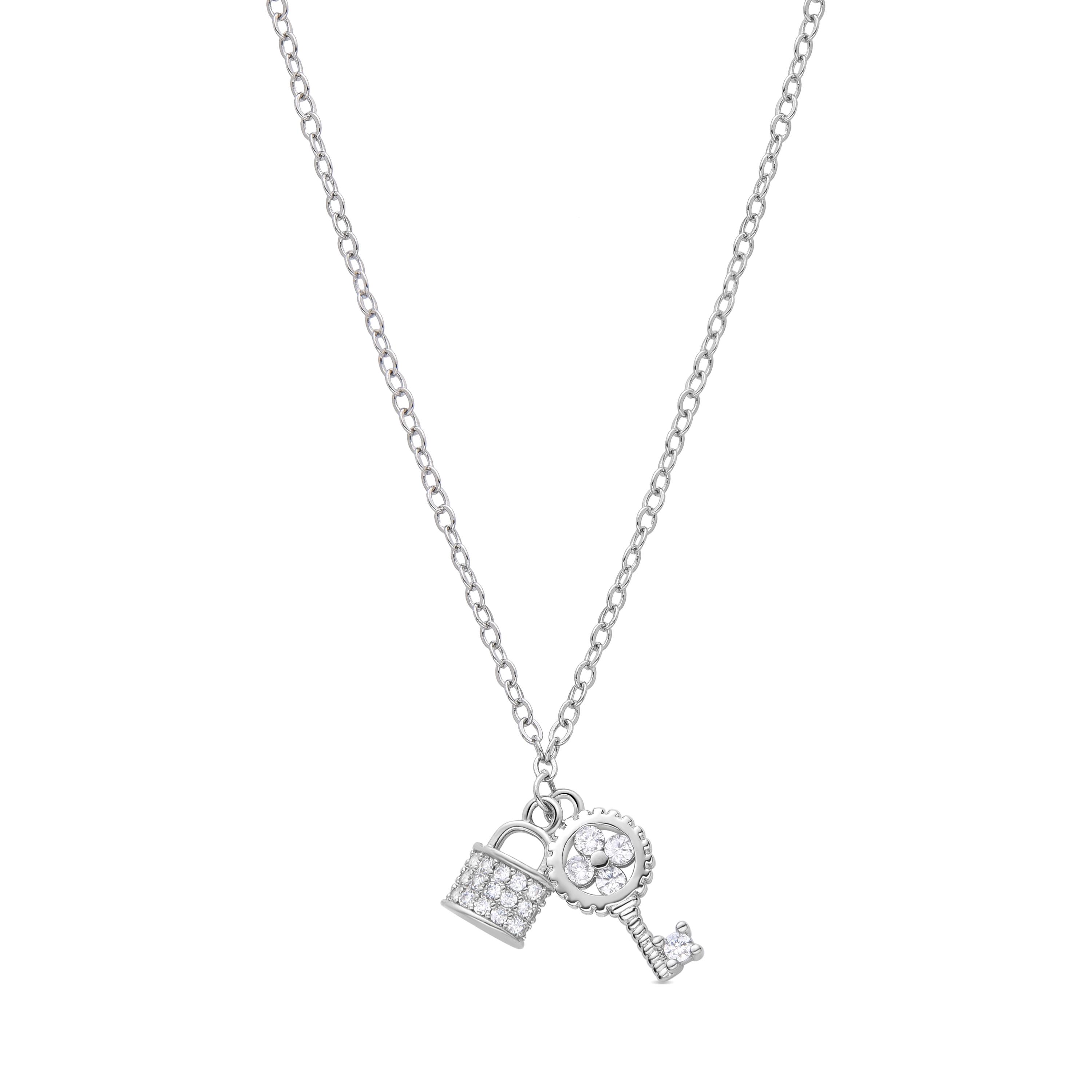 Luxenter Rhodium plattierte Brillant Zirkonia Halskette - Diao