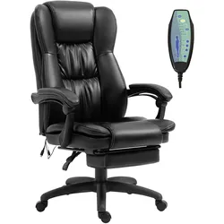 VERSTELLBARER Drehstuhl mit Fußstütze, Kopfstütze, Massagefunktion, Schwarz