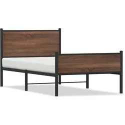 vidaXL Metallbett ohne Matratze Eichen-Optik 100x190 cm