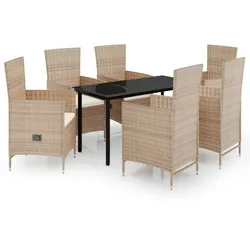 Helloshop26 - 7-teiliges Garten-Essset mit Kissen beige 02_0014168