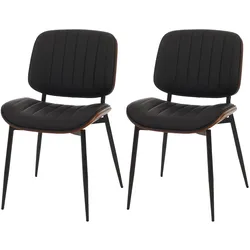 Mendler 2er-Set Esszimmerstuhl HWC-O44, Küchenstuhl Stuhl, Bugholz Kunstleder Öko-Tex FSC® ~ Walnuss-Optik, schwarz