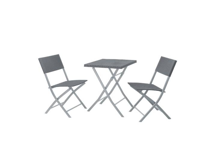 Svita Bistroset Lima, Grau, Metall, 3, quadratisch, Gartenmöbel, Gartengarnituren, Balkonmöbel-Sets