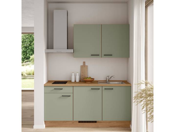Küchenzeile Low-Line Senso Variante A 180cm Ausrichtung links Grün/Olivgrün Beko