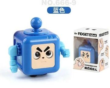 Inspired Living Robot Fidget Cube Stress Relief Toy Sensory Handheld Fidget Block For Kids & Adults blue
