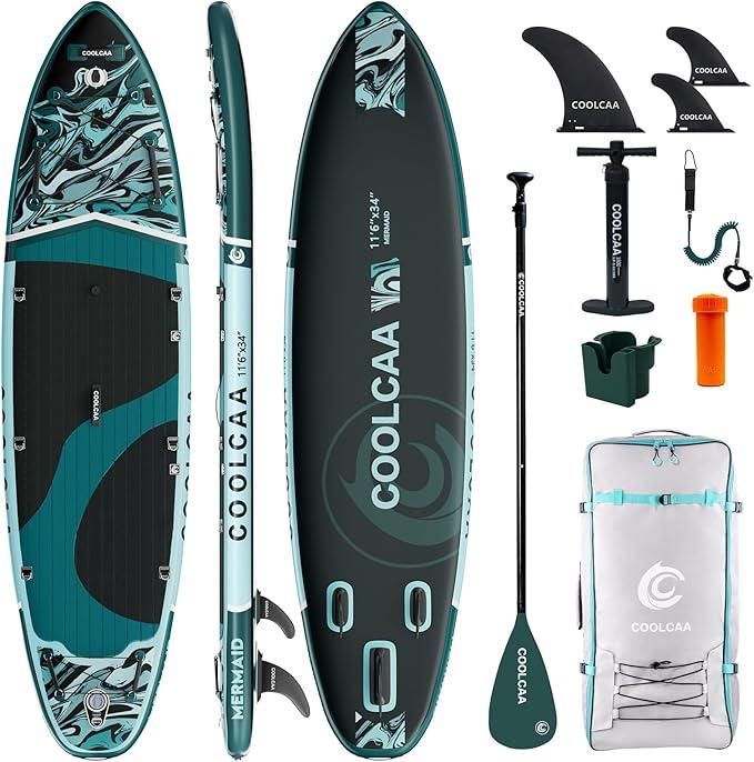 Board, 355cm (Extra Groß) Stand Up Paddling Board, Aufblasbares Stand-Up Paddle Board mit 86cm Extra Breit, Fishing Paddleboard mit Zubehör & Tragetasche für Adults, 222 kg