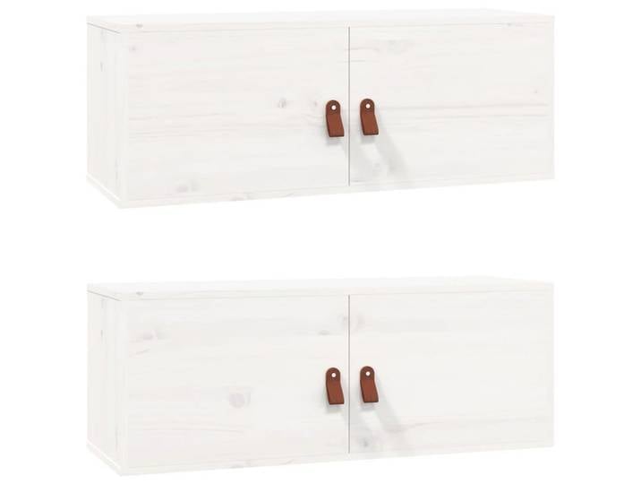 furnicato Wandhängeschrank Wandschrank aus massivem Kiefernholz Weiß 80x30x30 cm, 2-tlg., Großzügiger Hängeschrank mit viel Stauraum für eine bessere Ordnung