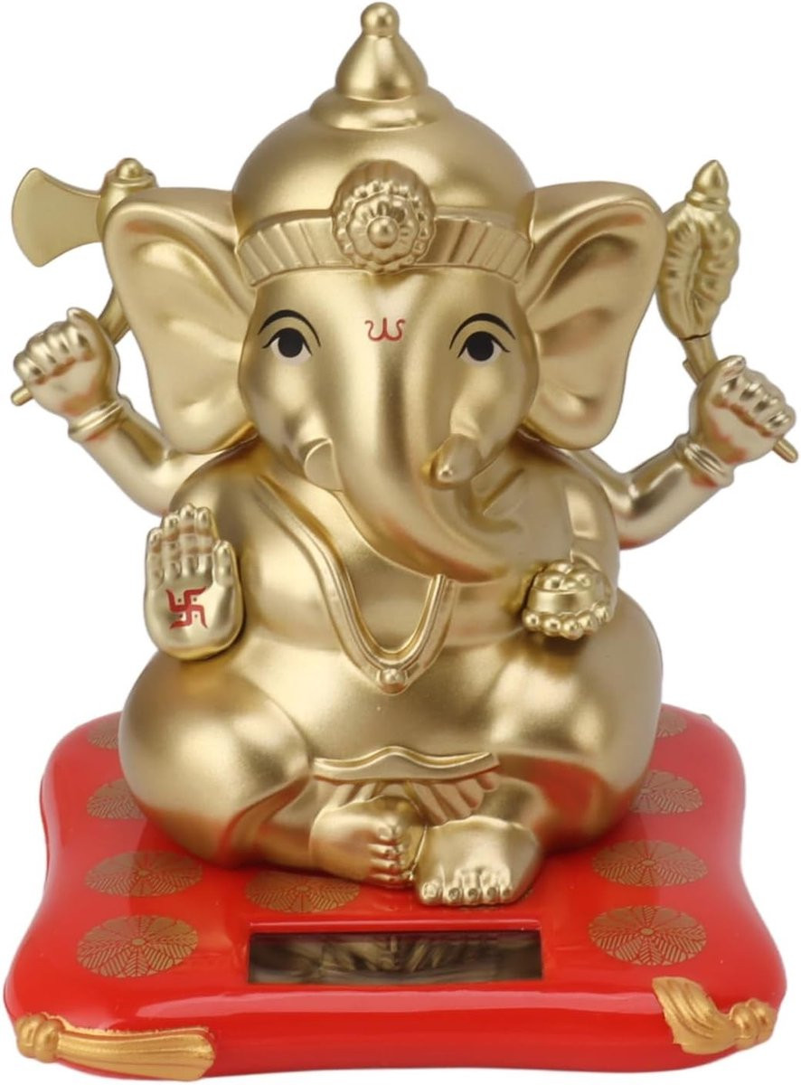 Zonne-energie Ganesh Beeldje voor Auto Dashboard en Thuis Decoratie, Hindoeïstisch Ganesha Standbeeld en Sculptuur