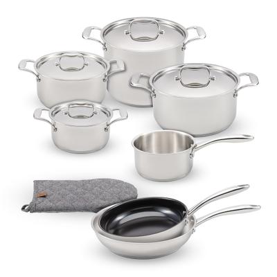 Topf-Set COSY & TRENDY "Cosy & Trendy Classic Kochgeschirr-Set", silber (silberfarben, grau), Töpfe, Topf-Set mit Edelstahl 18/10, Antihaftpfannen und Deckeln