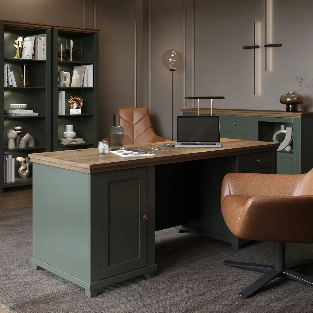Lark Manor 180Cm W Rectangular Writing Desk Oak 77cm H X 180cm W X 70cm D