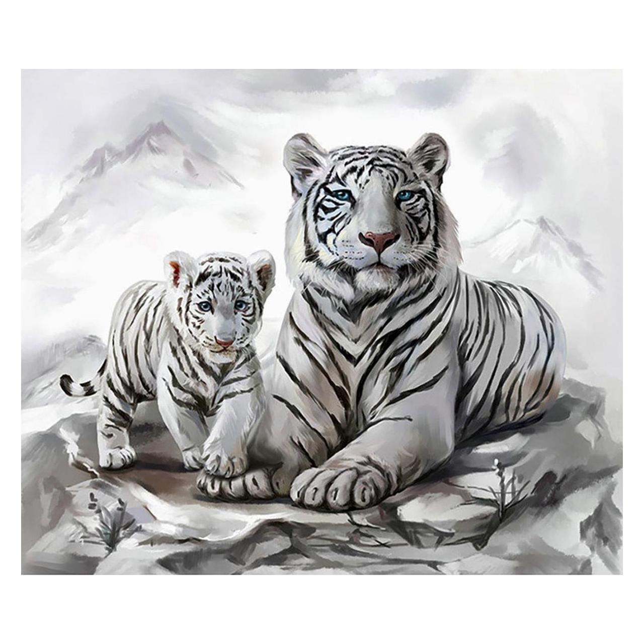 Pracht Diamond Painting Tigermama mit Jungtier (6037-40031)
