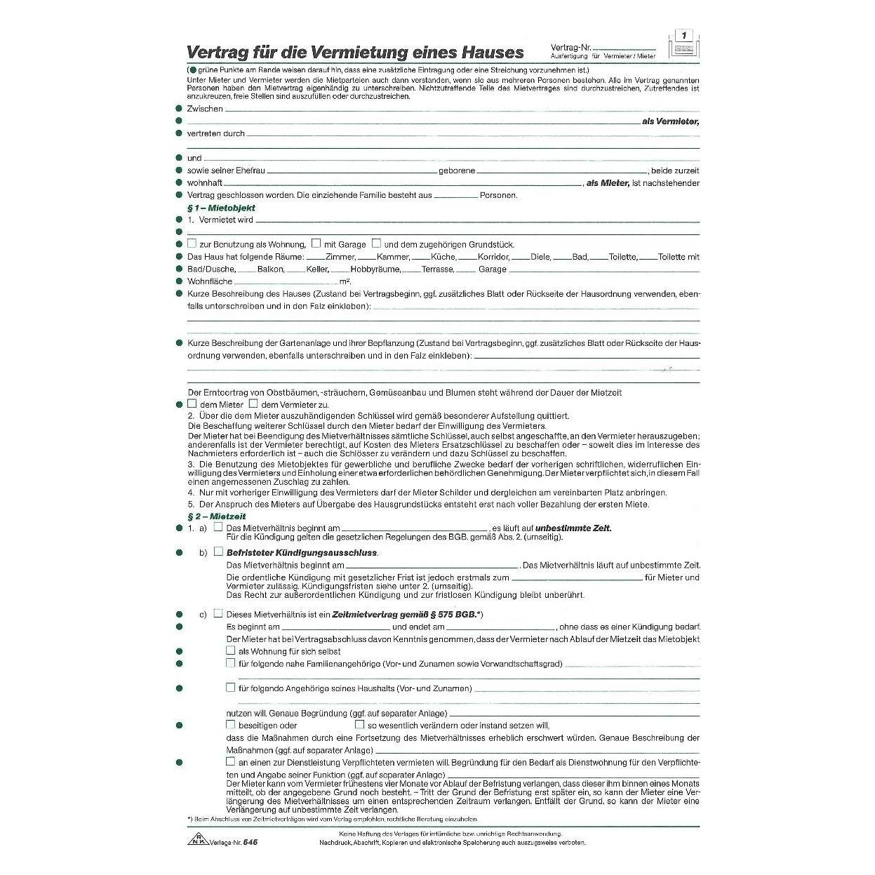 Rnk 50 RNK-Verlag 545 Mietverträge für Häuser (23354505)