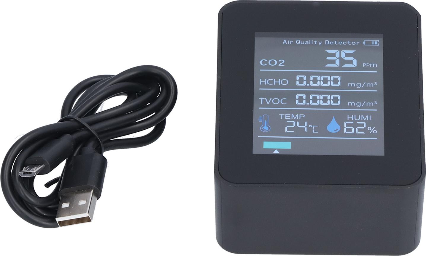 Cocosity Luchtkwaliteitsmeter met real-time monitoring en formaldehyde-detector, zwart