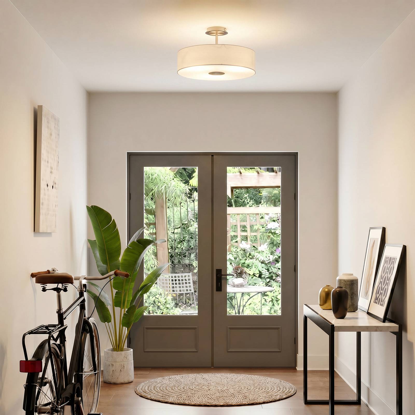 Ceiling Light Josia Lindby, dimmable, White / opal, Hallway, Textile / fabric / silk, Modern, Ceiling Light
