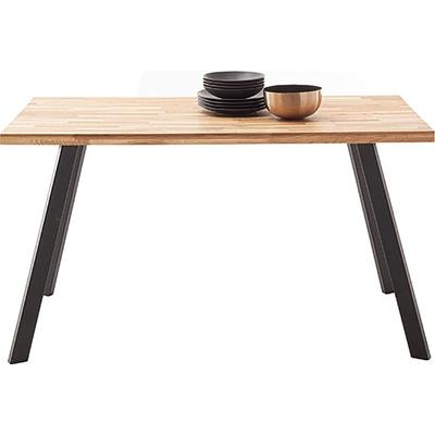Esstisch MCA LIVING "Zeballos Esstisch", beige (naturfarben, schwarz, naturfarben), B:180cm H:76cm T:90cm, Zerreiche keilgezinkt massiv geölt, Tische, Esstisch