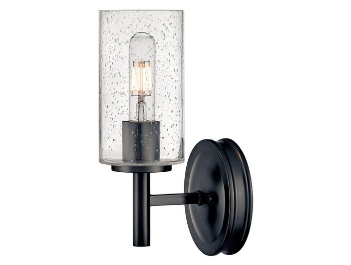 Collier Applique Murale en Acier, Verre Transparent Bullé, Oxyde Noire