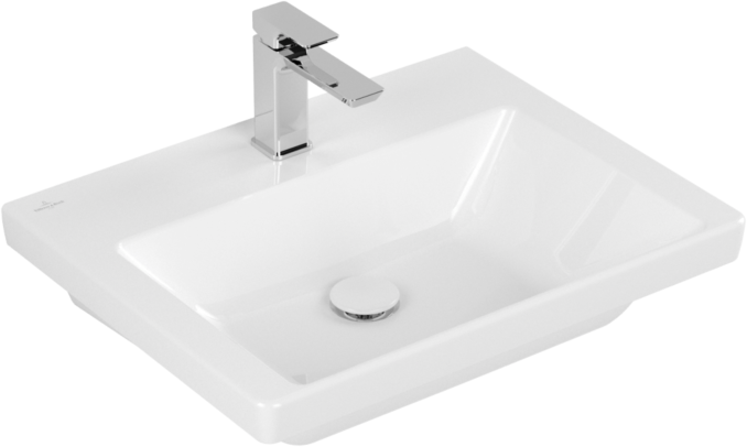 Villeroy und Boch Subway 3.0 Schrank-Waschtisch 4A706L01 60x47cm, Unterseite geschliffen, mit 1 Hahnloch/ohne Überlauf, weiß