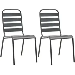 vidaXL Stapelbare Gartenstühle 2 Stk. Stahl Grau