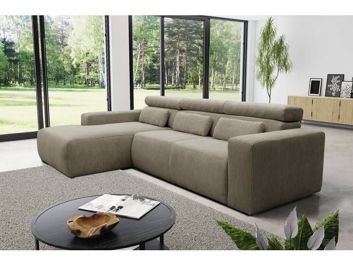 Ecksofa, Luxus-Microfaser Antikleder-Optik, Braun, 289×175 cm, L-Form, Klassisch, Domo-Collection