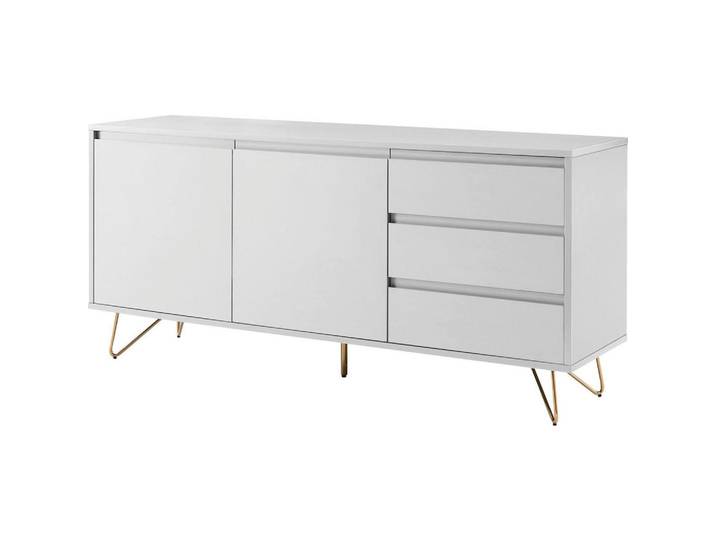 Livetastic Sideboard Weiß 1769, Weiß, Metall, 2 Fächer, 3 Schublade(n) Schubladen, 150x70x40 cm, stehend, Kleinmöbel, Kommoden, Sideboards