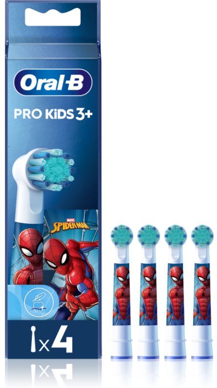 Oral-B PRO Kids 3+ têtes de remplacement pour brosse à dents pour enfant Spiderman 4 pcs