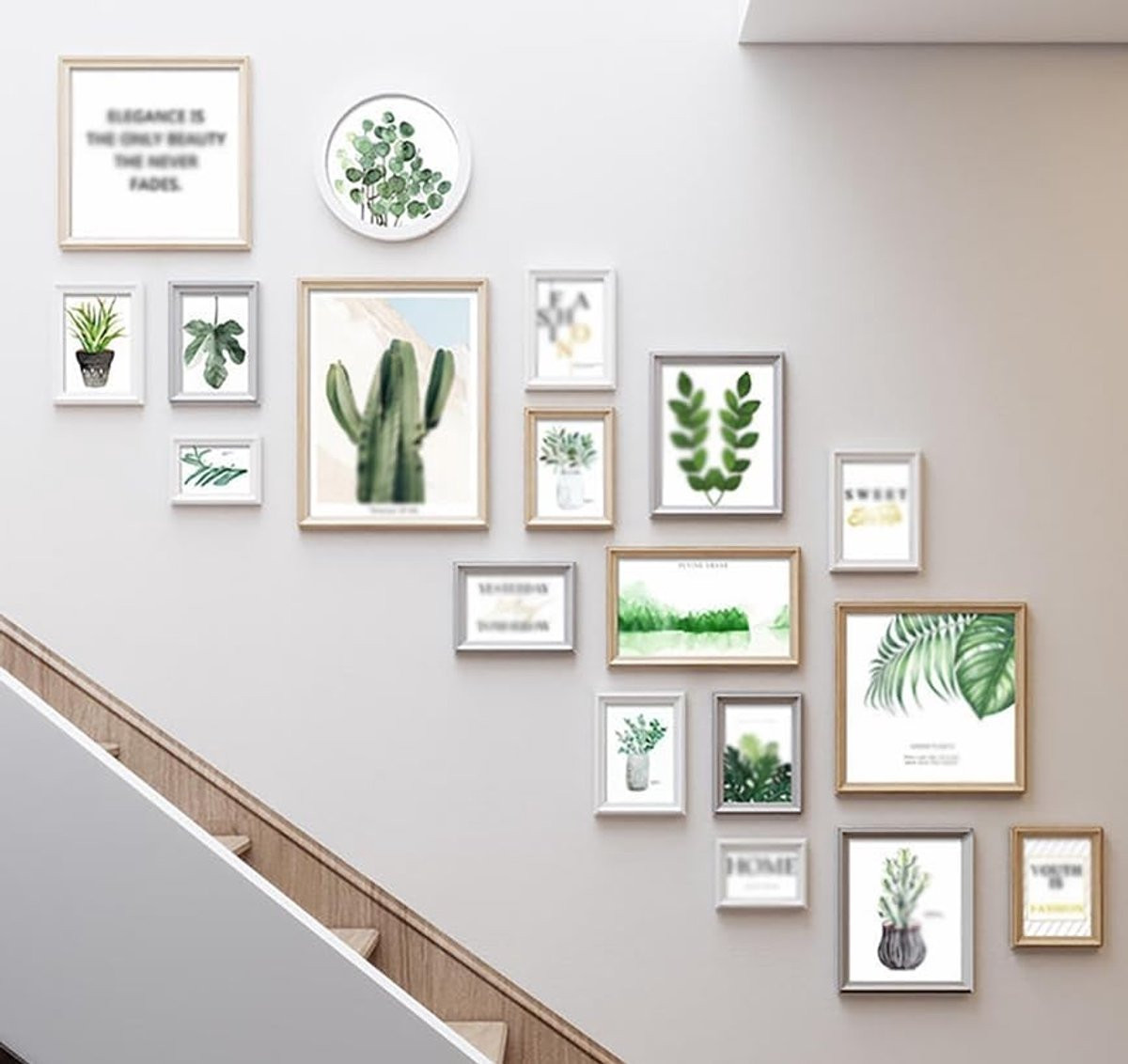 Set van 18 natuurlijke fotolijsten van massief hout voor wanddecoratie