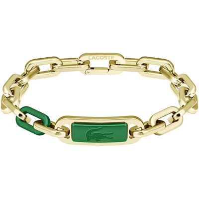 Armkette LACOSTE "CREW", gold (gelbgoldfarben, grün), Armbänder, Herren, 19cm, Aluminium Edelstahl, Aluminium, Edelstahl, Armkette