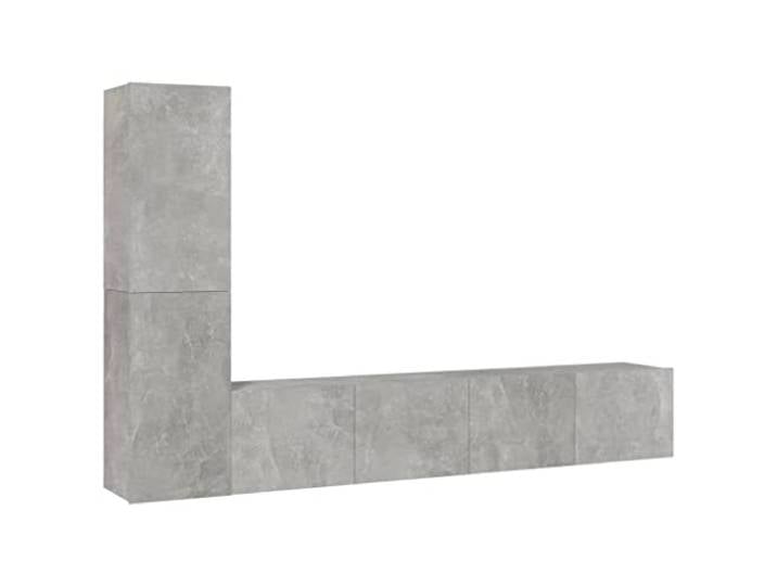 GKHPYURE TV-Möbel-Set, 4-teilig, Grau, Beton, Holz, mehrschichtig Wanddesign, Staubdichte Tür, großer Stauraum, einfache Montage