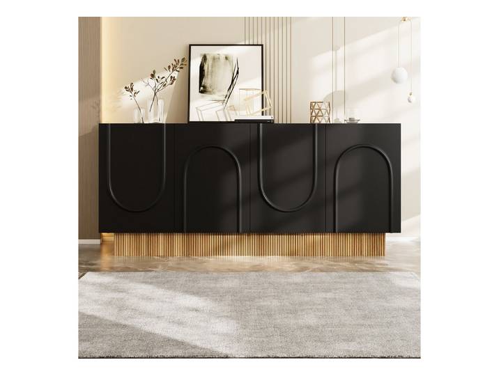 BlingBin Sideboard Anrichte Wohnzimmerschrank mit 4 Türen (Sideboard-Schrank, 1 St., Aufbewahrungsschrank 160×75×38cm), Aufbewahrung für Wohnzimmer & Essbereich, Praktische Mehrfachfächer