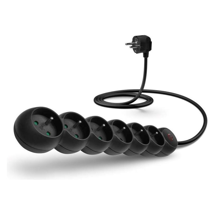 Connect IT CES-1015-BK Verlängerungskabel 230V schwarz / 5m / 6 Steckdosen / Schalter (5 m, CEE 7/4) (CES-1015-BK)