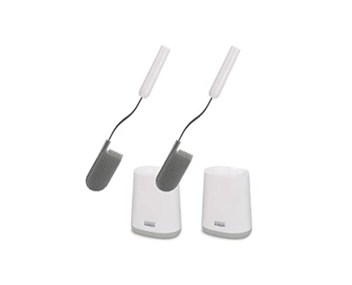 Joseph Joseph Flex Lite Toiletborstel Set met 2 stuks, Wit/Grijs