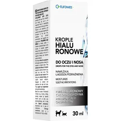 Eurowet Hyaluronsäure Augen- und Nasentropfen 30 ml Feuchtigkeitsspendend für Hunde und Katzen