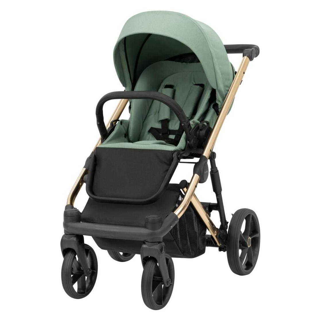 Kunert Arizo Premium 3in1 Kinderwagen in Grün mit goldenem Gestell, Tragetasche und Sportsitz (65280359)