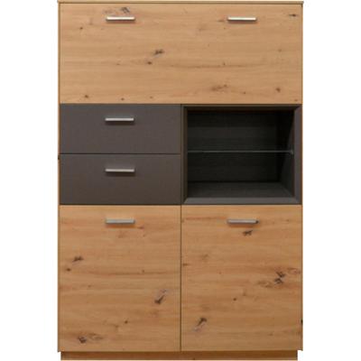 Highboard MÄUSBACHER "Frame", beige (asteichefarben, lava matt), B:99cm H:151cm T:41cm, Sideboards, Highboard, Breite 99 cm