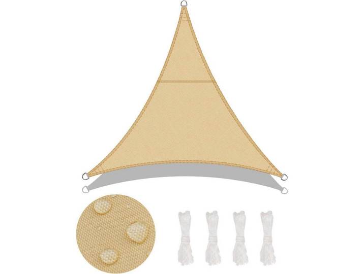 Sonnensegel Dreieckig 5 x 5 x 5 m Wasserdicht Sandbeige, Sandfarben, 500x500 cm, Sonnenschutz, Sonnenschirme