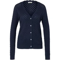 Strickjacke mit Ajour-Muster - Damen - Gr. M - dunkelblau