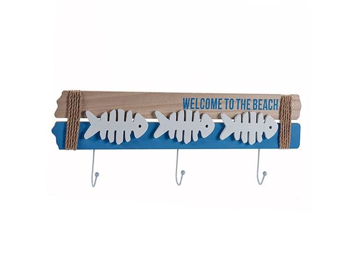 Garderobenpaneel aus Holz, Welcome to the beach, 5 x 21 x 59cm